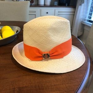Tory Burch fedora with orange bow